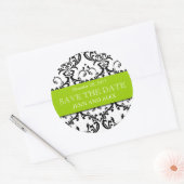 Elegant Bewaar de Datum Damask Stickers Groen (Envelop)