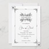 Elegant Bewaar de datum Floral Wedding Aankondigin Save The Date (Voorkant)