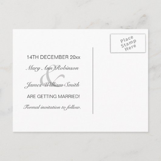 Elegant Bewaar de datum geschulpte patroon zwart Aankondigingskaart (Achterkant)