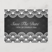 Elegant Bewaar de datum geschulpte patroon zwart Aankondigingskaart (Voorkant)