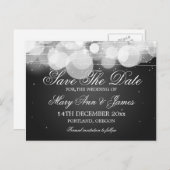Elegant Bewaar de datum Glow & Sparkle Black Aankondigingskaart (Voorkant / Achterkant)
