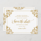 Elegant Bewaar de Datum  Goud Aankondigingskaart (Voorkant / Achterkant)