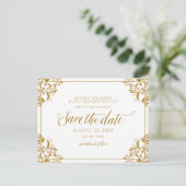 Elegant Bewaar de Datum  Goud Aankondigingskaart (Staand voorkant)