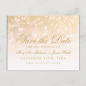Elegant Bewaar de datum Gouden Bokeh Sparkle Light Aankondigingskaart (Voorkant)