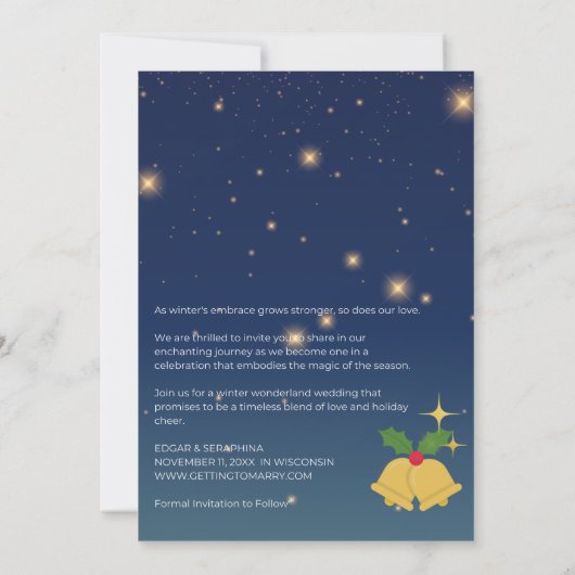 Elegant Bewaar de datum Kerstmis Bruiloft Kaart (Achterkant)