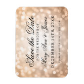 Elegant Bewaar de datum Koper Glitter Lights Magneet (Verticaal)