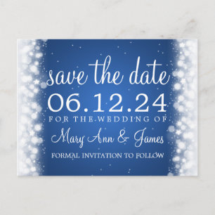 Elegant Bewaar de datum Magic Sparkle Blue Aankondigingskaart