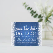 Elegant Bewaar de datum Magic Sparkle Blue Aankondigingskaart (Staand voorkant)