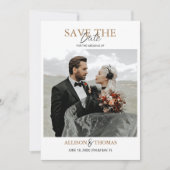 Elegant Bewaar de datum QR Code Foto Bruiloft Kaart (Voorkant)