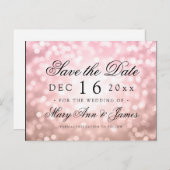 Elegant Bewaar de datum Roos Blush Pink Lights Aankondigingskaart (Voorkant / Achterkant)