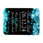 Elegant Bewaar de datum Sparkling Lights Turquoise Magneet (Horizontaal)