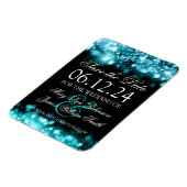 Elegant Bewaar de datum Sparkling Lights Turquoise Magneet (Linkerzijde)