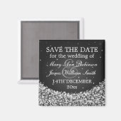Elegant Bewaar de datum Star Sparkle Black Magneet (Voorkant / Achterkant)