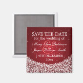 Elegant Bewaar de datum Star Sparkle Red Magneet (Voorkant / Achterkant)