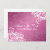Elegant Bewaar de datum wervelingen roze Aankondigingskaart (Voorkant / Achterkant)
