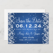 Elegant Bewaar de datum Winter Sparkle Blue Aankondigingskaart (Voorkant / Achterkant)