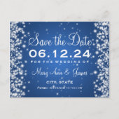 Elegant Bewaar de datum Winter Sparkle Blue Aankondigingskaart (Voorkant)