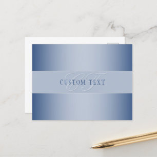 Elegant bewerkbaar monogram schrift Blauw Briefkaart