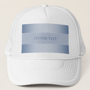 Elegant bewerkbaar monogram schrift Blauw Trucker Pet