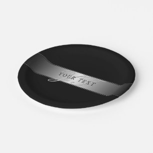 Elegant bewerkbaar monogram schrift Zwart Papieren Bordje
