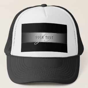 Elegant bewerkbaar monogram schrift Zwart Trucker Pet