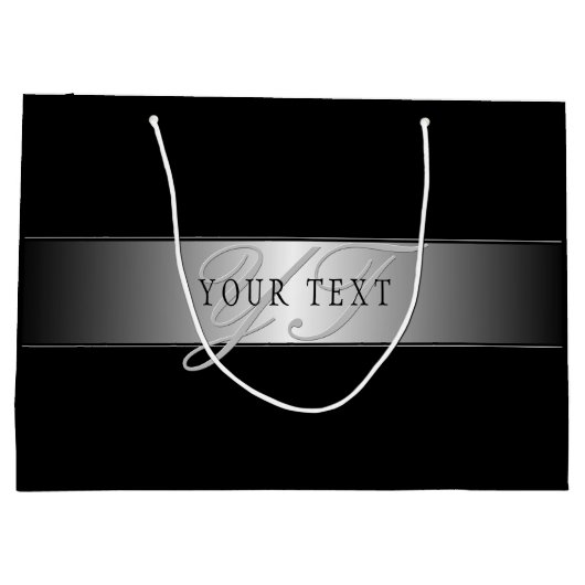 Elegant bewerkbaar monogram-scriptschrift | Zwart Groot Cadeauzakje (Achterkant)