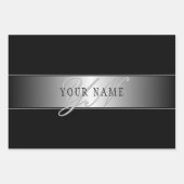 Elegant bewerkbaar monogram-scriptschrift | Zwart Inpakpapier Vel (Voorkant)