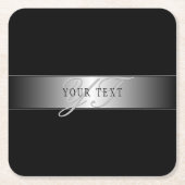 Elegant bewerkbaar monogram-scriptschrift | Zwart Vierkante Kartonnen Onderzetter (Voorkant)