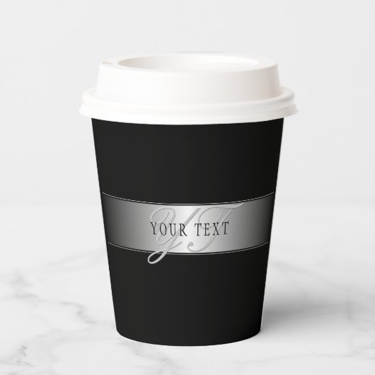 Elegant bewerkbaar monogramschrift schrijven | Bla Papieren Bekers (Achterkant)