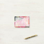 Elegant bewerkbaar Roze Wit Gestreepte Rozen Bloem Post-it® Notes (Op bureau)