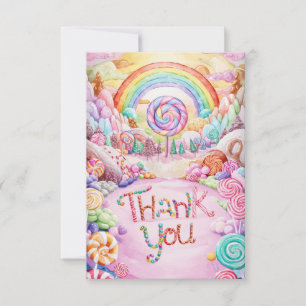 Elegant Bewerkbare Candyland bedankkaart