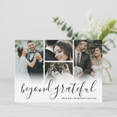 Elegant Beyond Grateful Wedding Photo Bedankkaart (Staand voorkant)