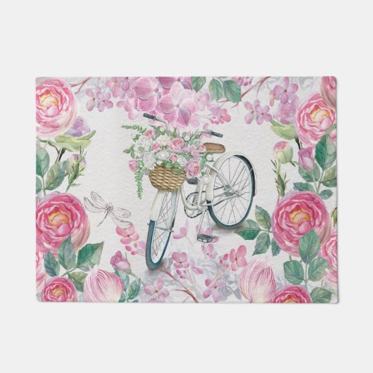 Elegant Bicycle en Flowers Deurmat (Voorkant)