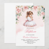 Elegant biddend klein meisje waterverf blush rozen kaart (Voorkant / Achterkant)