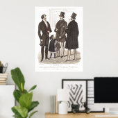 Elegant Biedermeier Gentlemen in Top Hats Poster (Thuiskantoor)