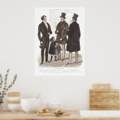 Elegant Biedermeier Gentlemen in Top Hats Poster (Keuken)