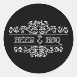 Elegant Bier BBQ woord art Ronde Sticker