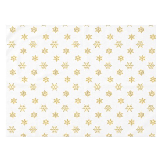 Elegant Big Golden Snowflake Pattern on White Tafelkleed (Voorkant (Horizontaal))