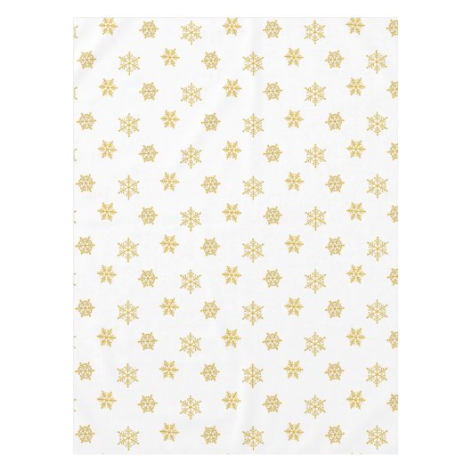 Elegant Big Golden Snowflake Pattern on White Tafelkleed (Voorkant)