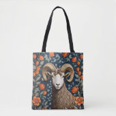 Elegant Big Horn Sheep William Morris Inspired Draagtas (Voorkant)