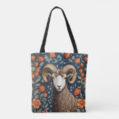 Elegant Big Horn Sheep William Morris Inspired Draagtas (Achterkant)