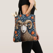 Elegant Big Horn Sheep William Morris Inspired Draagtas (Dichtbij)