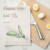 Elegant Bijbel Verse Botanische Magnolia Script Theedoek (Quarter Fold)