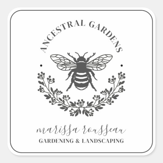 Elegant bije Laurel Gardener Landscaper Square Vierkante Sticker (Voorkant)