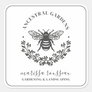Elegant bije Laurel Gardener Landscaper Square Vierkante Sticker