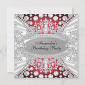 Élégant bijou de diamant rouge Invitation de fête (Devant)