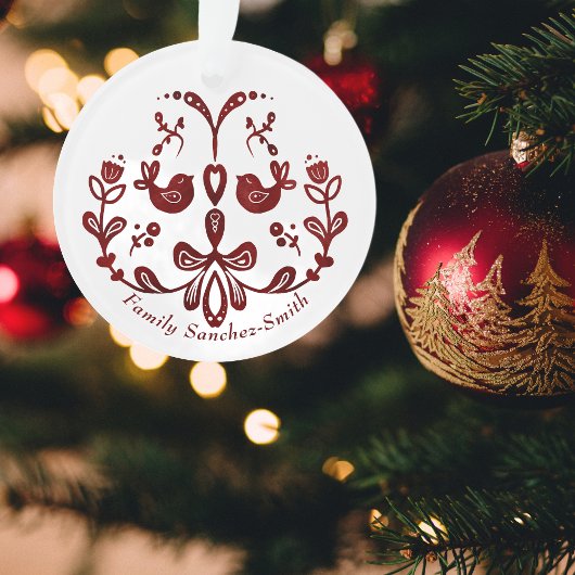 Élégant Bilingue Burgundy Birds Noël