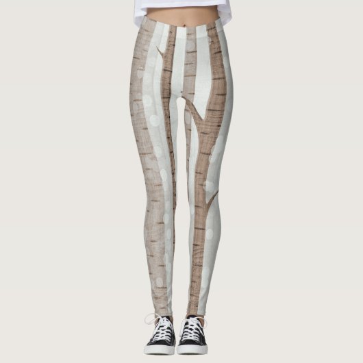 Elegant Birch Trees Forest Acrylic Artwork | Leggings (Voorkant)