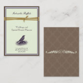Elegant  Bird Brown Damask en Paars Visitekaartje (Voorkant / Achterkant)