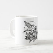 Elegant Bird & Flower Design Coffee Mok (Voorkant links)